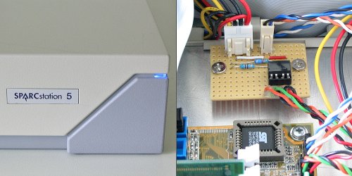 Click to see a larger picture of the power/hard disk LED set-up